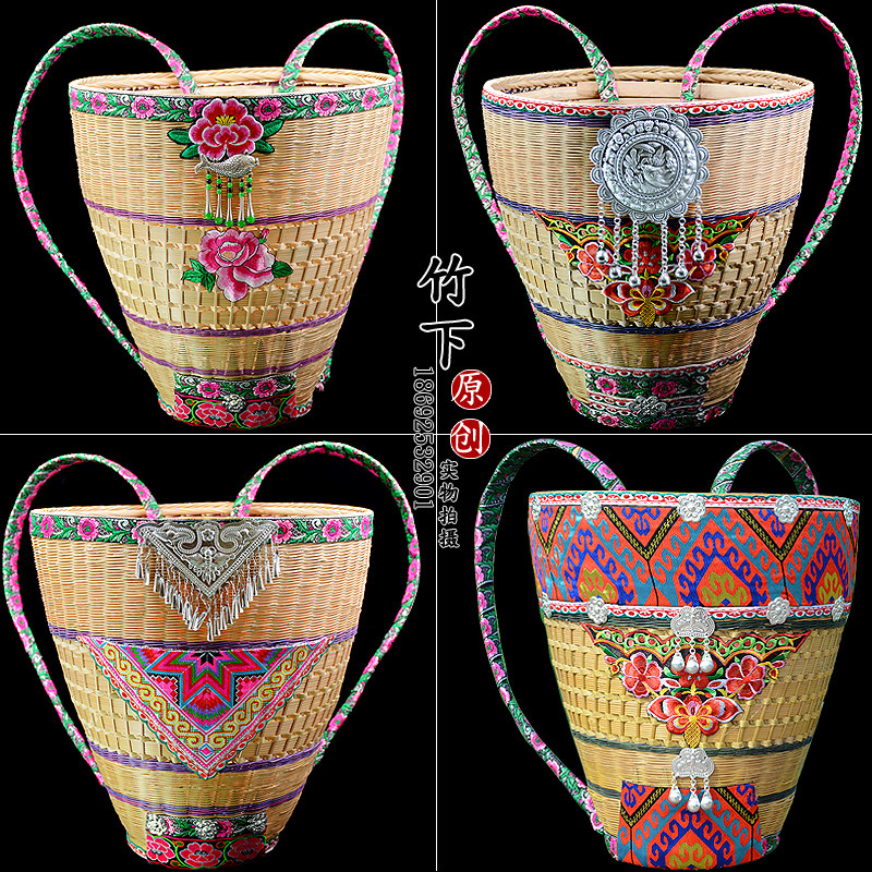 竹编制品篓竹背篓纯手工买菜专用