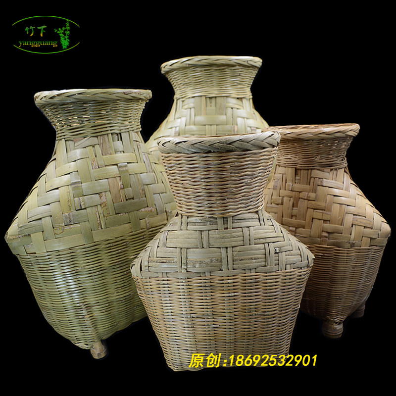 湘西纯手工竹编鱼篓捕鱼竹箩采茶篓茶篓小茶篓工艺品竹篓表演装饰