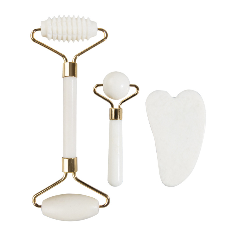 Natural Jade Face Roller Gua Sha Scraper Set Masssager for F