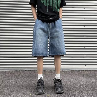 Men's jeans Shorts Baggy High Blue male's Pants 男牛仔短裤子