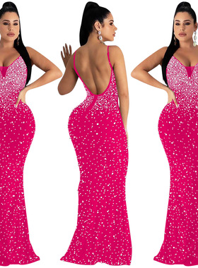 Party Dress for Women Elegant Lady Christmas Dress Red Long