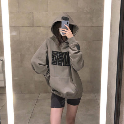 Women's plush sweater autumn 2022 student print hoodies top