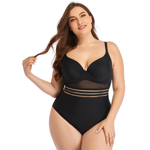 大码泳衣连体网纱比基尼 fat women bikini swimsuit Plus sizes