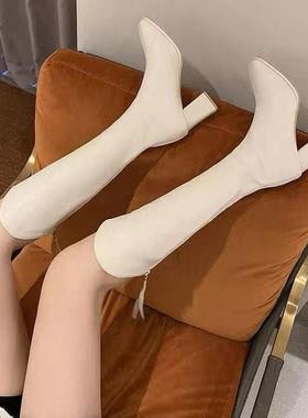 Leather Knee High Boots Winter Shoes Party Women for lady