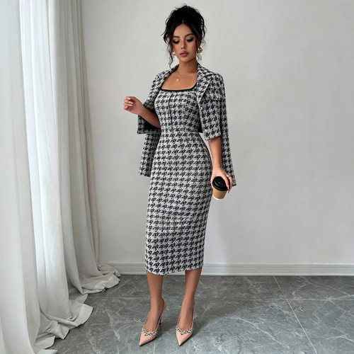Coarse floral suit long sleeved lapel short camisole jackets