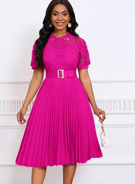 plus size dress women lace fat lady dress 5xl 欧美风大码裙女