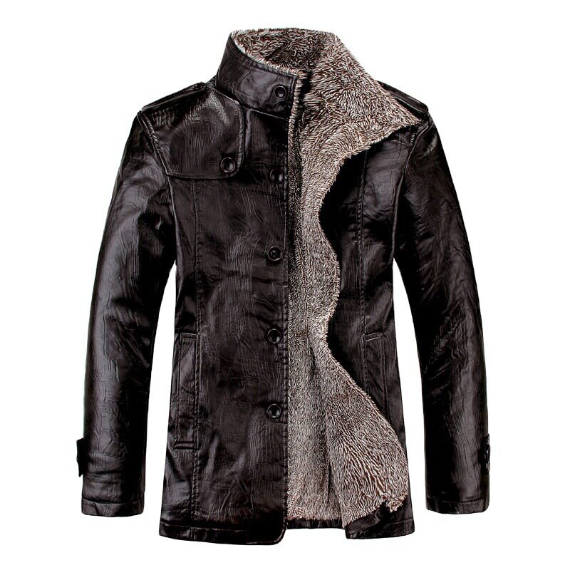 大码皮衣男士外套夹克 Leather Men Warm Winter Jackets Coats