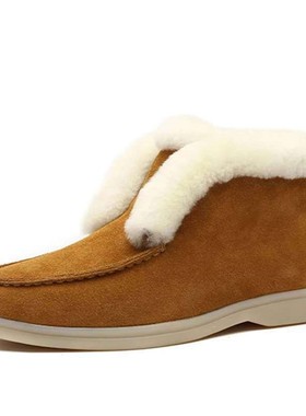 Ladies suede leather boots fur Warm winter shoes for women
