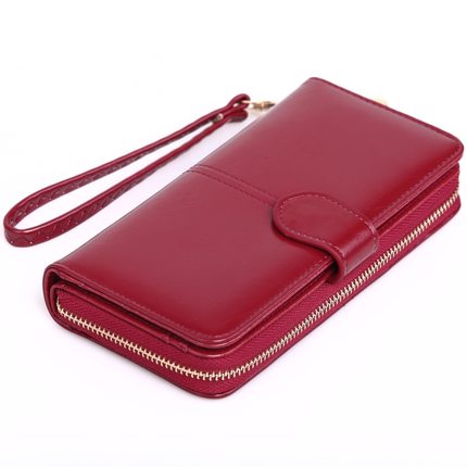 Women's leather wallet purse handbag long zipper card bags