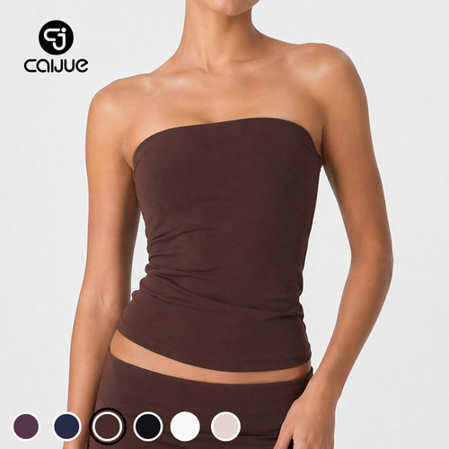 Casual sleeveless strapless folding top休闲无袖抹胸翻折上衣