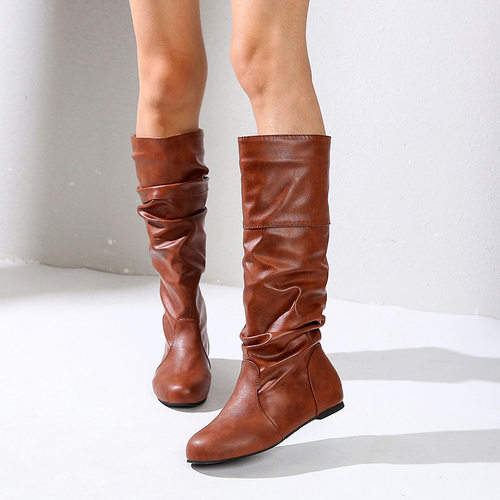 women leather long boots for ladies wedge shoes EUR40 43 42