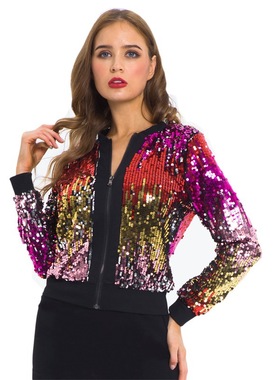 women coat for autumn lady jacket Long sleeve sequins 外套女