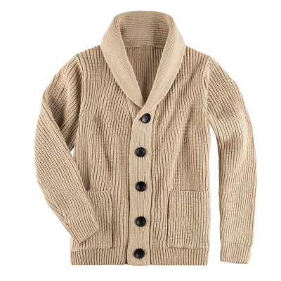 autumn Men's sweater single breasted pocket top collar coats