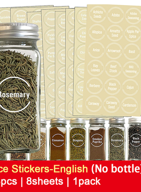 Transparent Spice Labels Preprinted Waterproof Black White L