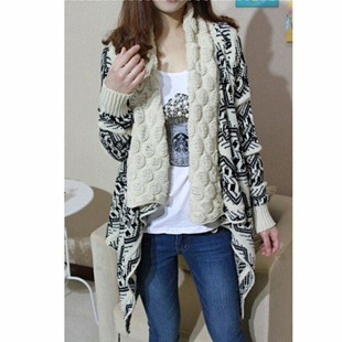 Winter women knitted long Cardigan shawl sweater 开衫毛衣女