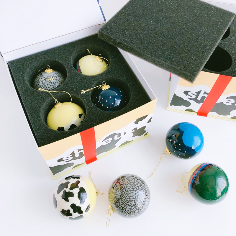 礼盒装g网600 潮牌shoeuzi手绘玻璃球挂件装饰品圣诞节节日礼物