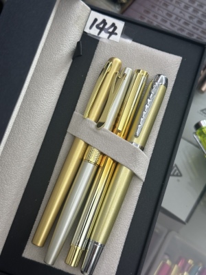 罗珊实拍香槟金钢笔金件暗尖明尖螺旋上墨商务送礼练字单拆可组合