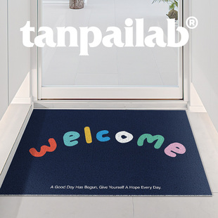 摊牌welcome欢迎入户门垫彩色多巴胺家用耐磨耐脏地垫可裁剪防滑