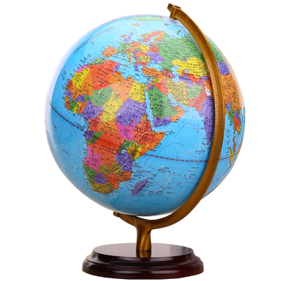 志诚带灯光25cm实心木底座地球仪