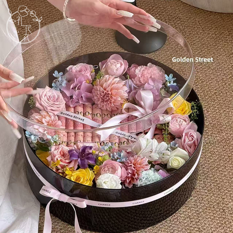 亚克力PET圆形透明花束盒
