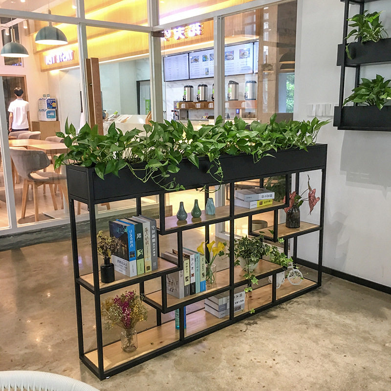 办公室铁艺镂空隔断花架置物架现代简约餐厅客厅玄关入户屏风装饰