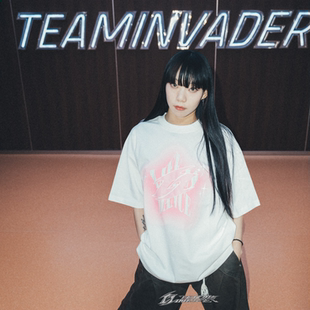 TeamInvader/TI舞团星芒闪耀短袖T恤宽松圆领白色休闲情侣T05G002