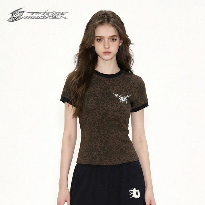 【Ti舞团】豹纹美式复古个性街舞潮牌爵士显瘦辣妹印花短袖T恤