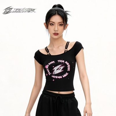 TI舞团爵士舞一字肩显瘦T恤
