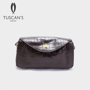 TUSCAN'S 时尚百搭女士通勤单肩包鳄鱼纹真皮斜挎包双鱼女包