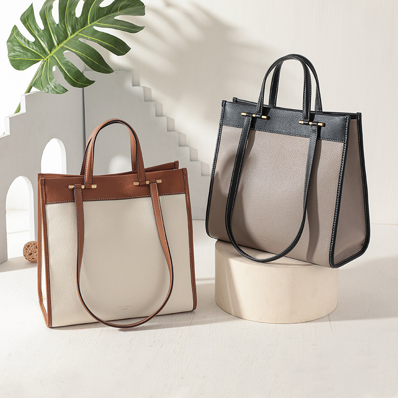 【时代双鱼】意大利tuscans女包头层荔枝纹纳帕牛皮托特包单肩包