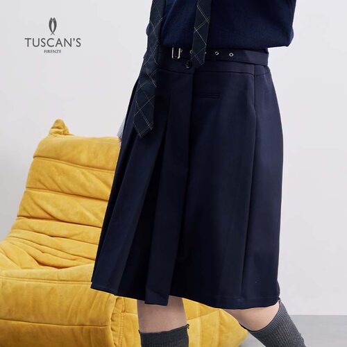 TUSCAN'S CREATIONS【专柜同款】时尚压褶半身裙显瘦新款A字裙