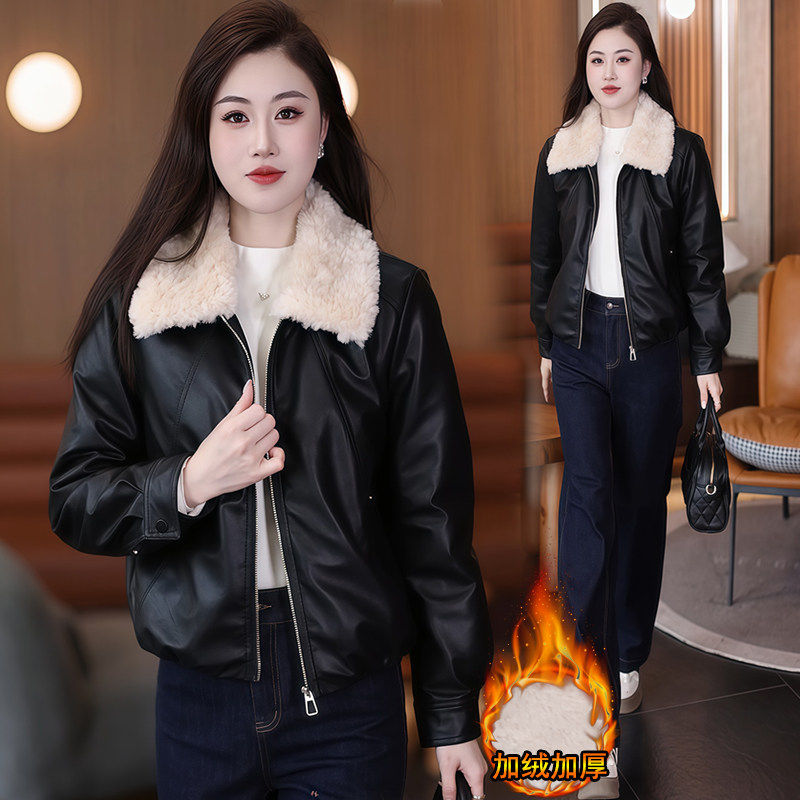 皮衣女款2025新款超火冬装外套今年流行爆款巨好看的初冬加绒夹克
