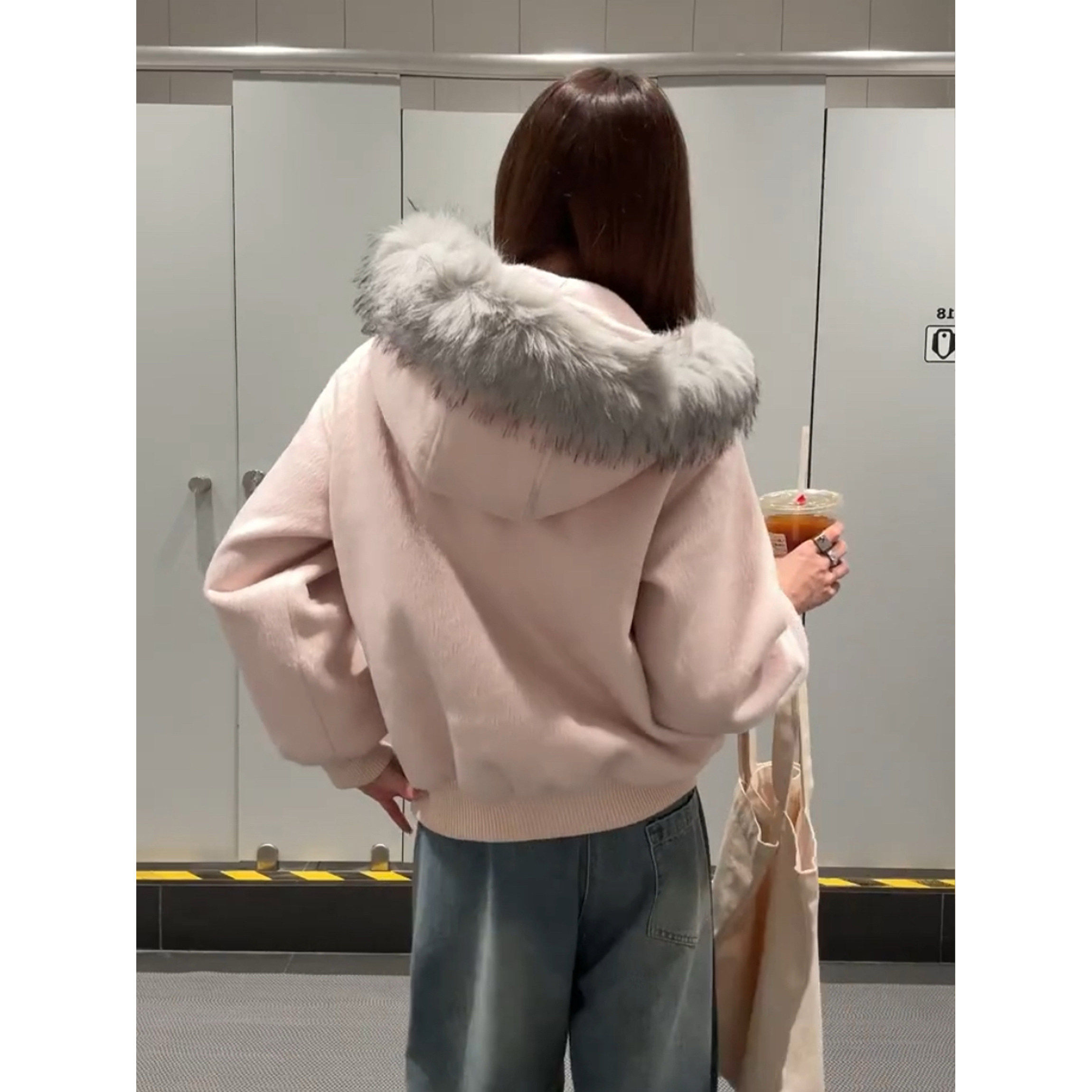 2025新款粉色开衫纽扣毛呢外套女冬季加厚宽松蝴蝶结绑带夹克上衣,女装/女士精品,短外套,淘宝优惠券,粉丝福利购,淘宝优惠卷