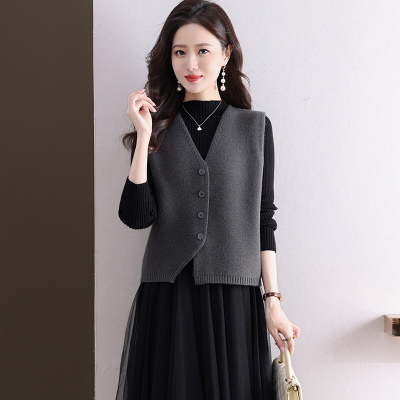 红色针织羊毛马甲女款外搭