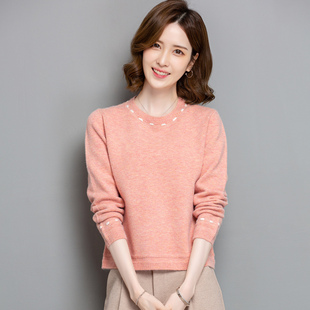 女士羊毛衫2024年秋冬洋气时尚高腰超短款毛衣配裙子低领打底上衣