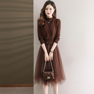 套装连衣裙女秋冬季2024年新款时尚气质高级感打底内搭加厚毛衣裙