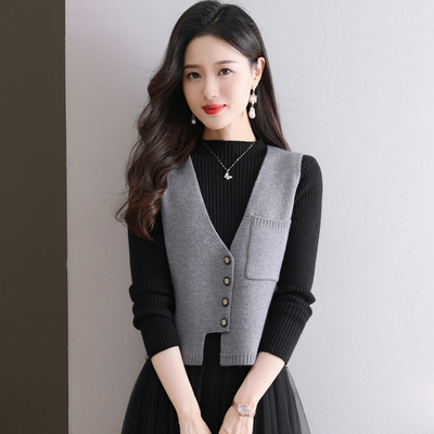 针织毛线马甲女背心名媛气质