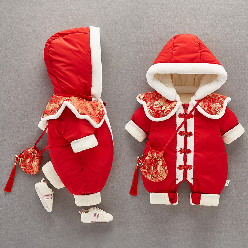婴儿拜年服新年连体衣外出服