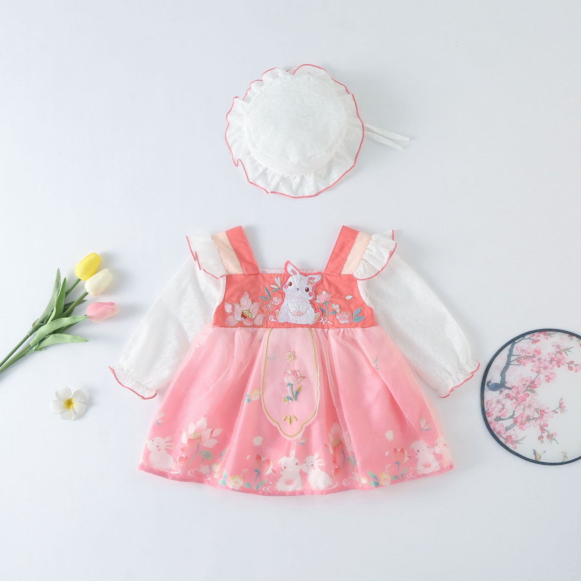 百天婴儿衣服包屁裙子女宝宝春装春秋季套装中国风周岁礼服汉服裙