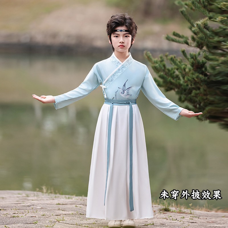 高端汉服儿童大袖衫印花四季款