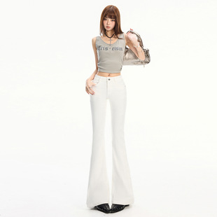 微喇后代设计牛仔裤女新款显瘦垂感不贴腿直筒喇叭裤子