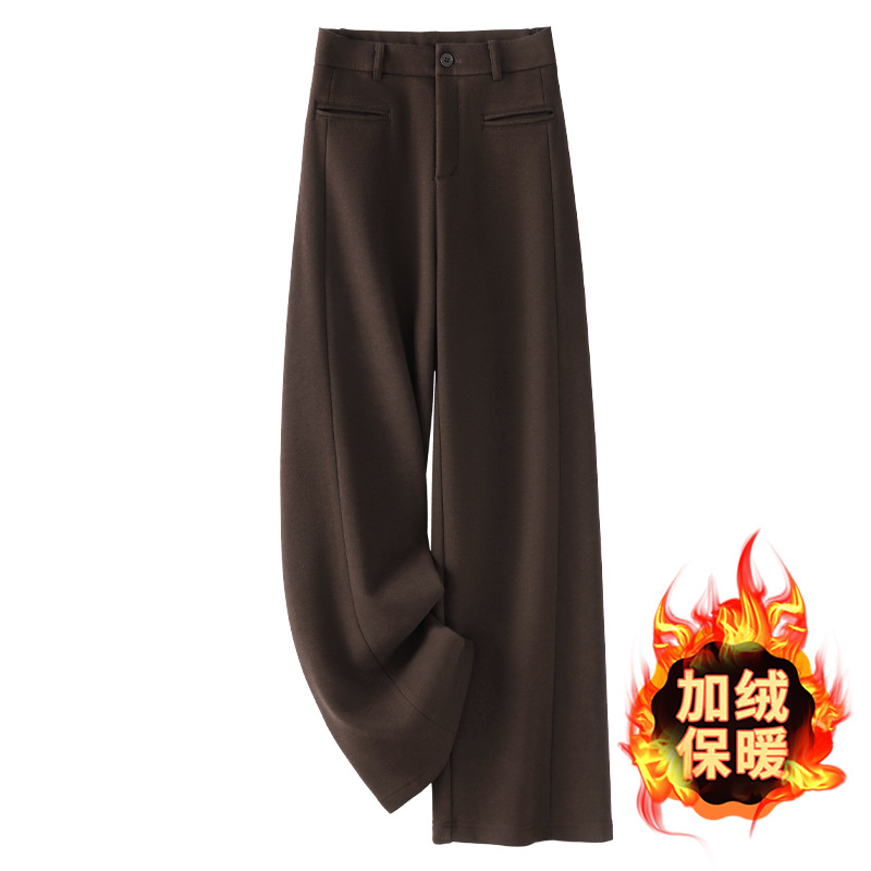 魔美名作苏昔费依女装村上春咖色醋酸羊毛裤子女2025新款秋冬款加