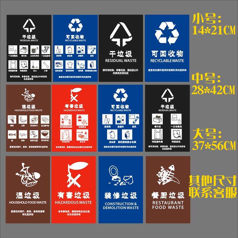 环保回收垃圾分类塑料袋贴纸 餐厅酒瓶装饰厨房墙贴画 公司办公室|ruв категории Домашний быт, наклейки, стены наклейки - от Buy2taobao.com для оказания профессиональной услуги покупки агента Taobao