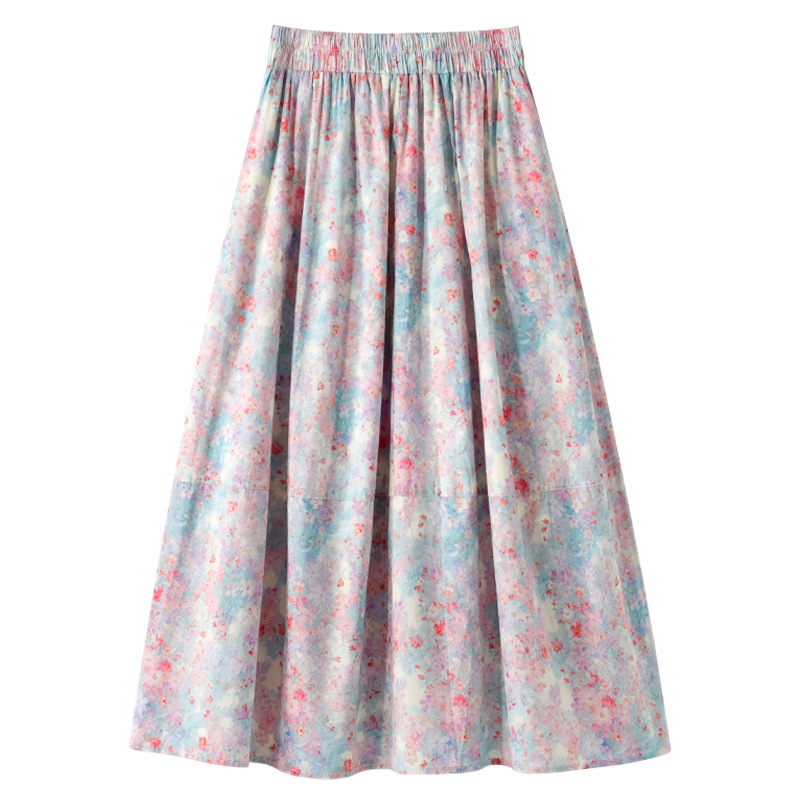 城市衣柜费依女装思慕缇村上春粉色碎花半身裙女2025新款秋季薄款