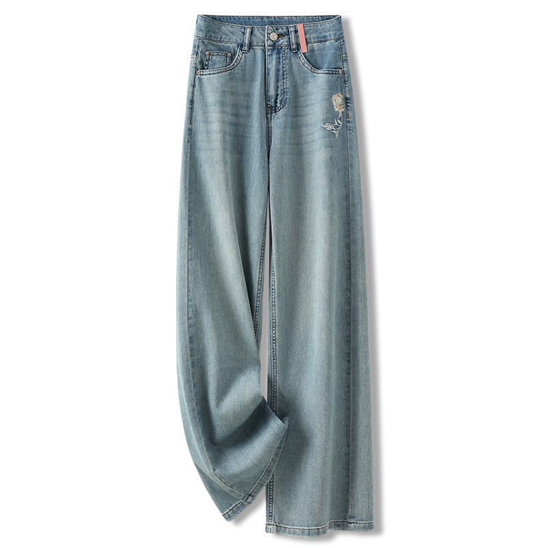 费依女裤村上春女装正品思慕缇苏昔刺绣牛仔裤女冬季薄款2025年新