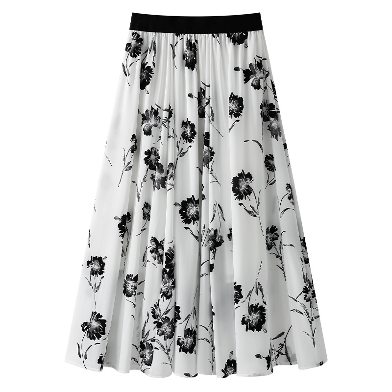 城市衣柜费依女装思慕缇村上春白色碎花半身裙女2025新款秋季薄款