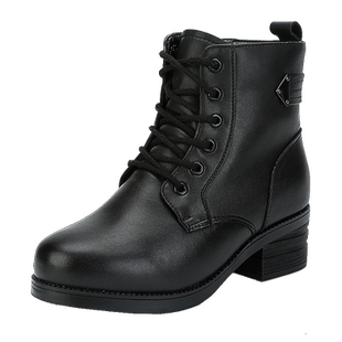 3515强人女鞋冬季羊毛保暖真皮中筒马丁靴加厚加绒棉鞋英伦风短靴