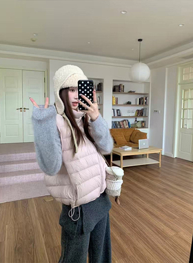 YILIA韩系粉色甜美基础百搭款宽松保暖马甲外套