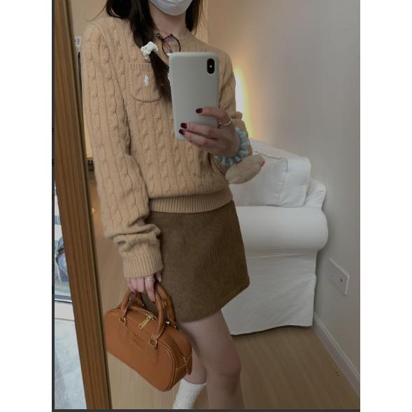 are U shop白色毛衣女冬季超好看宽松慵懒气质圆领小个子内搭上衣