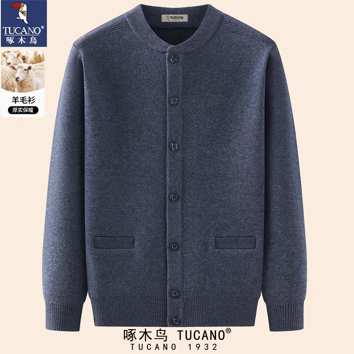 啄木鸟羊绒开衫男秋冬2025新款高端时尚休闲羊毛外套针织毛衣男装
